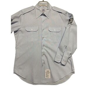 DSCP Wings Collection Mens Blue 1550 Military Dress Shirt 17x34 SPM1C1-08-D-1066